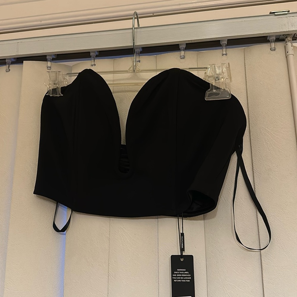 NWT XS black zip up corset